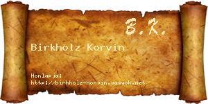 Birkholz Korvin névjegykártya